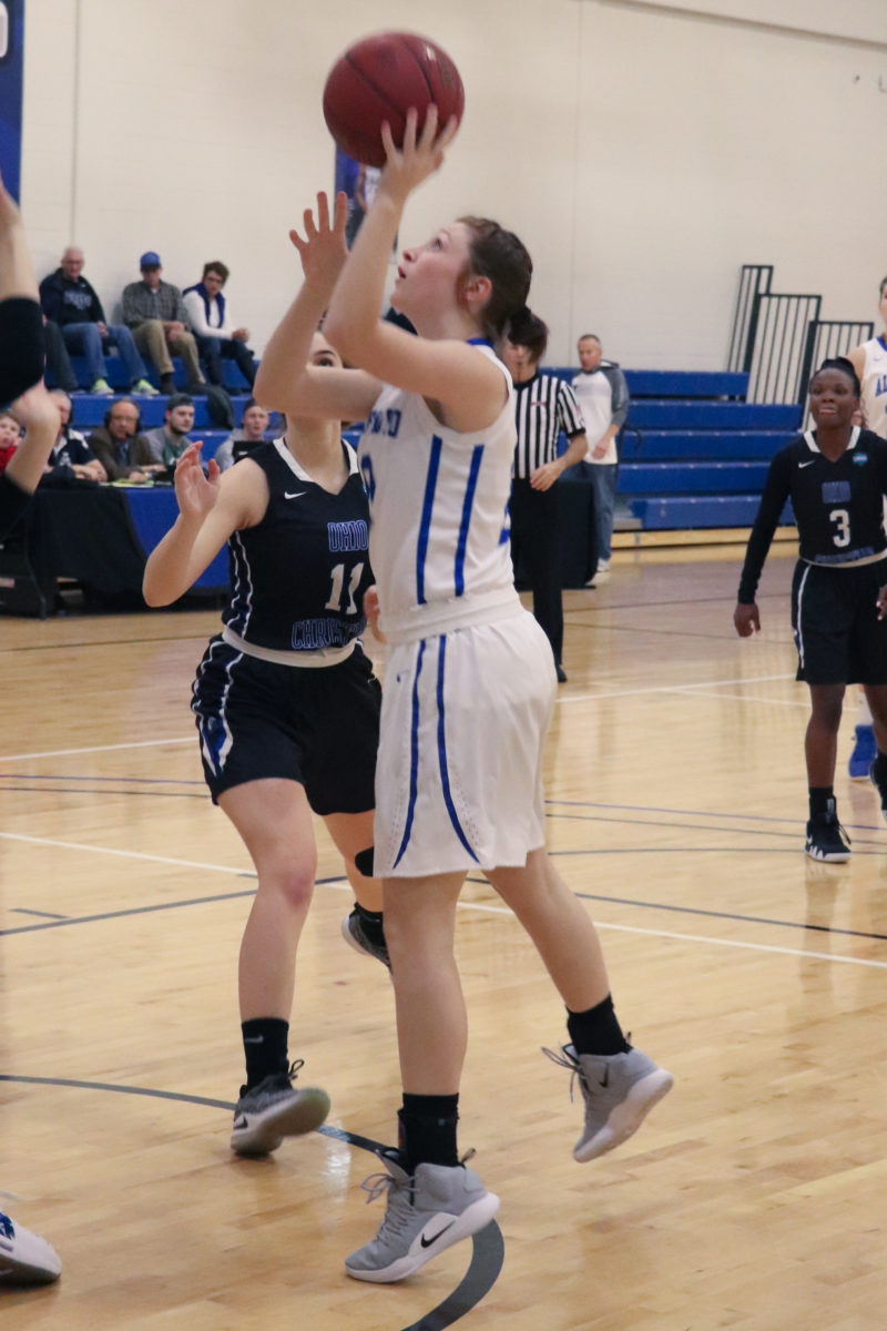 ALC sophomore Haley Hall takes the ball to the basket