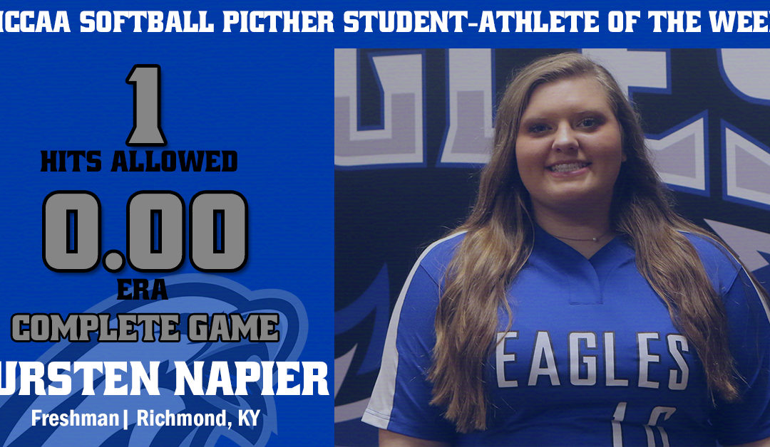 Napier Earns NCCAA Softball Pitcher Student-Athlete of the Week